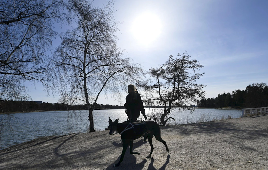 Aurinkoinen päivä on tuonut mukanaan kuluvan vuoden tähän mennessä korkeimman lämpötilan. LEHTIKUVA / Vesa Moilanen.