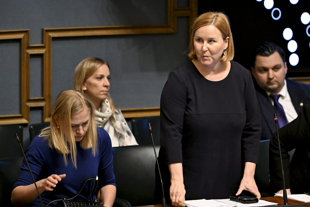 Sosiaali- ja terveysministeri Kaisa Juuso (ps.) on jäänyt sairauslomalle. Arkistokuva. LEHTIKUVA / Jussi Nukari.