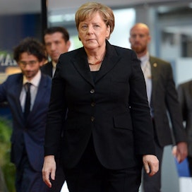 Angela Merkelin vierailu parlamentissa on osa eurooppalaisten johtajien vierailujen sarjaa. LEHTIKUVA/AFP