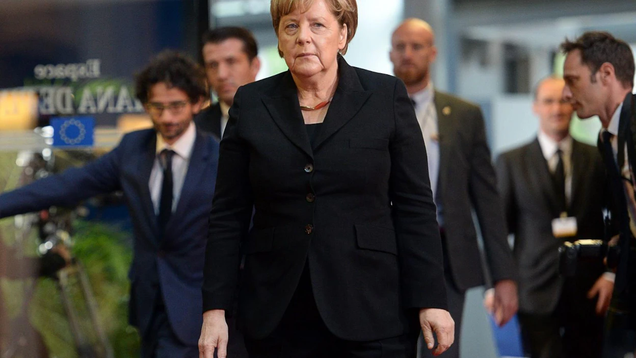 Angela Merkelin vierailu parlamentissa on osa eurooppalaisten johtajien vierailujen sarjaa. LEHTIKUVA/AFP