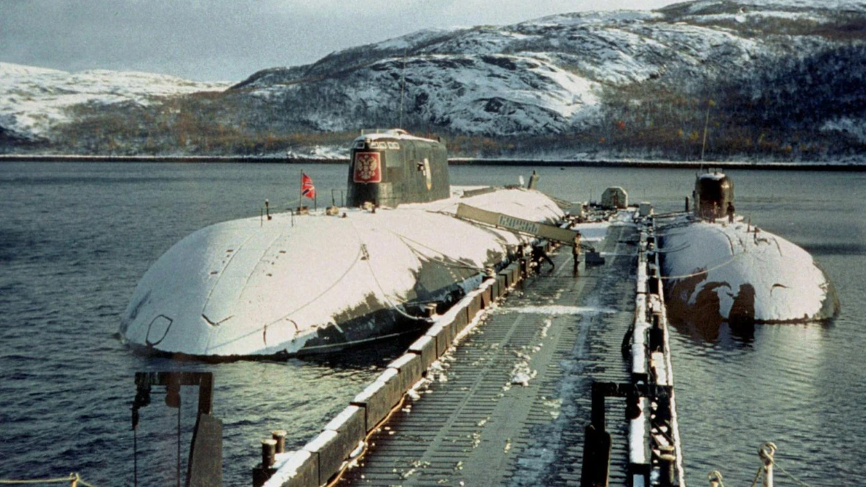 Ydinsukellusvene Kursk upposi 12. elokuuta vuonna 2000. Kuva on otettu aiemmin samana vuonna. LEHTIKUVA / AFP