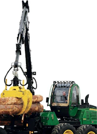 John Deere IBC vähentää kuljettajan rasitusta. Kuljettajan tehtävänä on kertoa, mihin suuntaan koura liikkuu. Puomiston liikesuhteista päättää IBC.