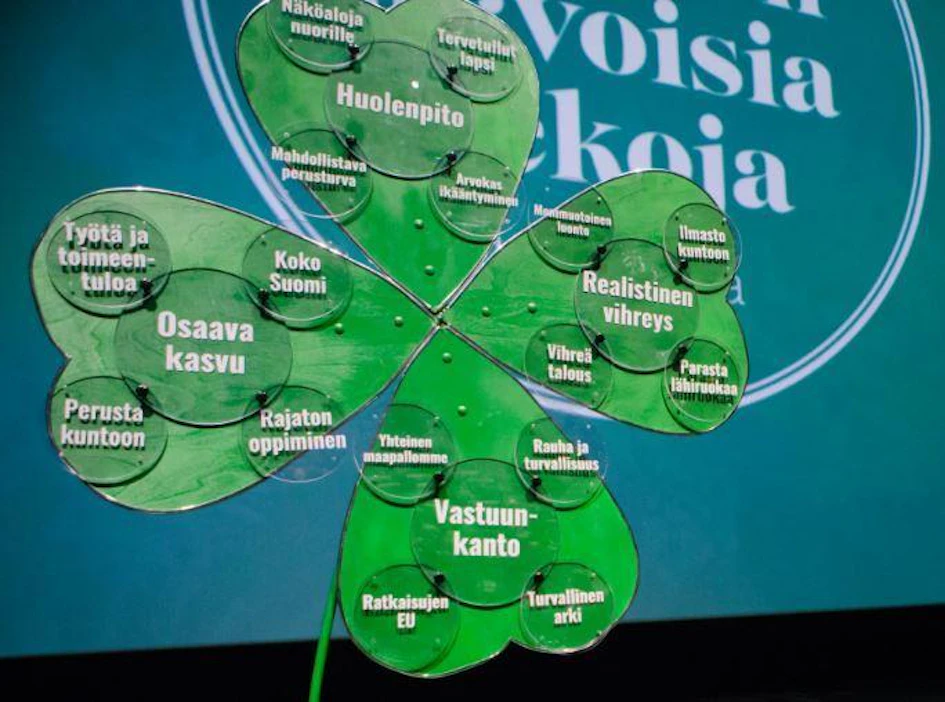 Näillä sanoilla keskustan arvot olivat esillä kevään 2019 eduskuntavaaliohjelman julkistuksessa.