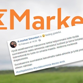 K-market Simontori kertoi tuotevalikoimien merkinnästä viime perjantaina Facebook-sivuillaan.