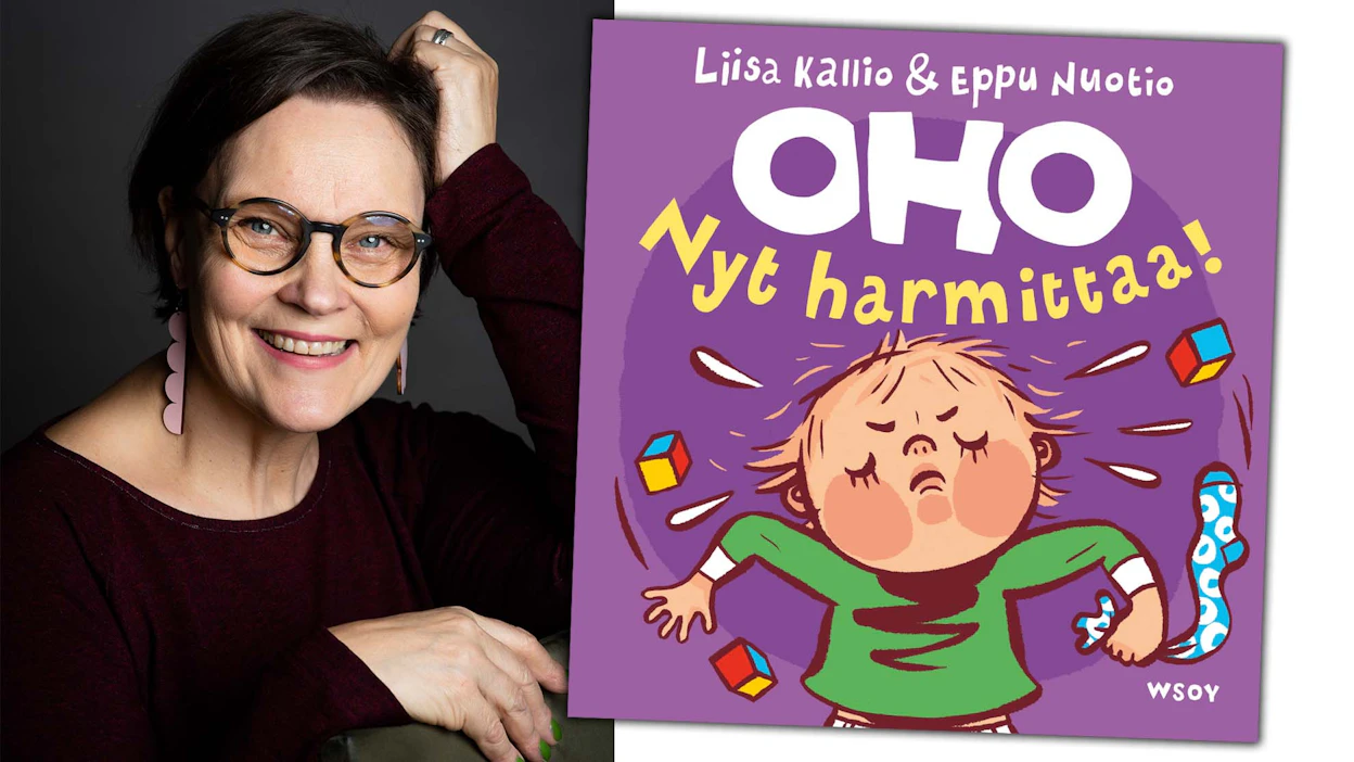 Oho-kirjasarja on pullollaan elämän pieniä ihmeitä ja vauvahuumoria. Kuvassa on kirjailija Eppu Nuotio.