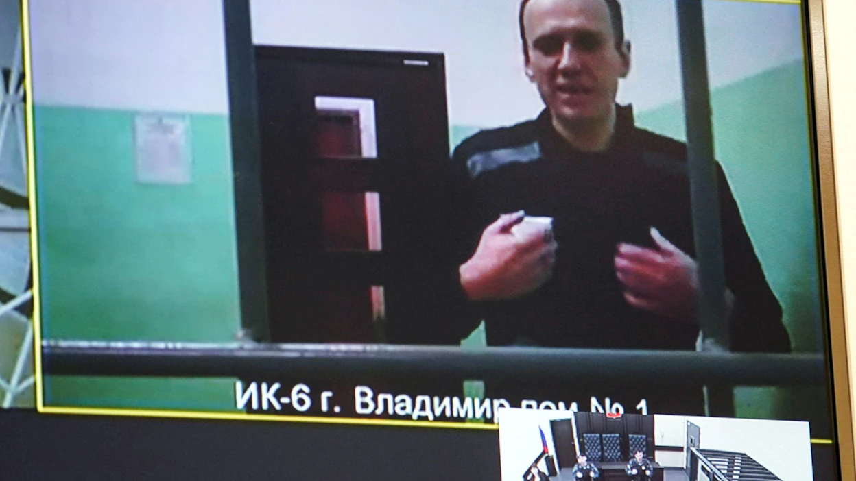 Aleksei Navalnyin olinpaikka ei ollut tiedossa lähes kolmeen viikkoon. Syyskuussa Navalnyi esiintyi oikeidenkäynnissä Moskovassa videon välityksellä. LEHTIKUVA / AFP.