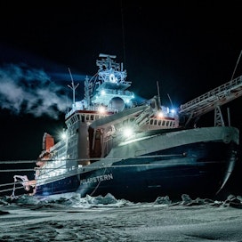 Tutkimusjäänmurtaja Polarstern ajettiin arktiselle alueelle viime vuoden syyskuussa ja sen annettiin jäätyä kiinni merijäähän. LEHTIKUVA/AFP