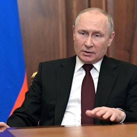 Venäjän presidentti Vladimir Putinin mukaan operaatiolla on määrä puolustaa Itä-Ukrainassa olevia Venäjän tukemia separatisteja. LEHTIKUVA/AFP