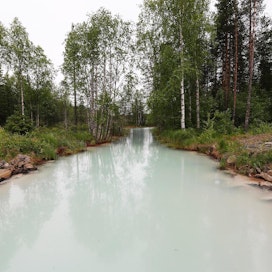 Tältä näytti Talvivaaran kaivoksen läheisyydessä virtaava Härkäpuro kesäkuussa 2013.