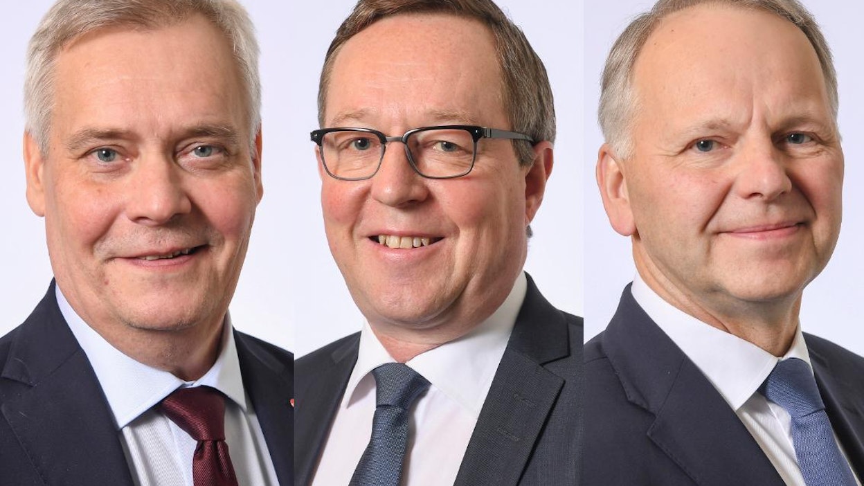 Antti Rinne, Mika Lintilä ja Jari Leppä.