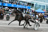 Elitloppet, Prix d'Amerique tai The Hambletonian eivät ole enää mitään? Åbyn ravirata nokittaa kisassa maailman suurimmasta ravipalkinnosta. Kuvassa on kohti Åby Stora Prisiä (2017 1. palkinto 1,6 miljoonaa kruunua) ravaava Midnight Hour rattaillaan Iikka Nurmonen.