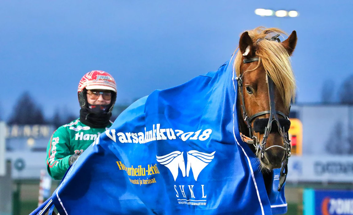 Petri Laineen supertähti Parvelan Retu ponnistaa Hannu Torvisen ohjastamana Pohjolan 6-vuotispokaaliin ykkösradalta.