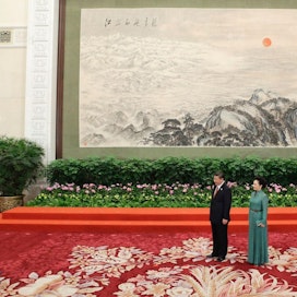 Xi sanoi kansainvälisessä silkkitiekokouksessa, että talouden globalisaatio on joutunut viime aikoina vastatuuleen. LEHTIKUVA/AFP