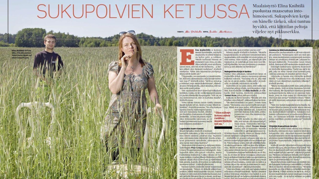 Kantrin juttu Elina Knihtilästä julkaistiin vuonna 2011.