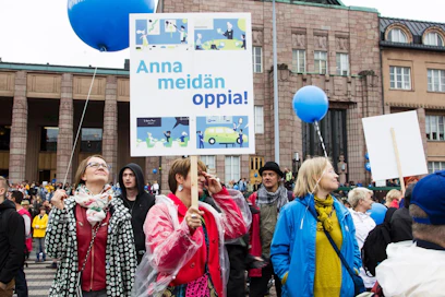 Opettajien ammattikunta oli näyttävästi edustettuna mielenilmauksessa.