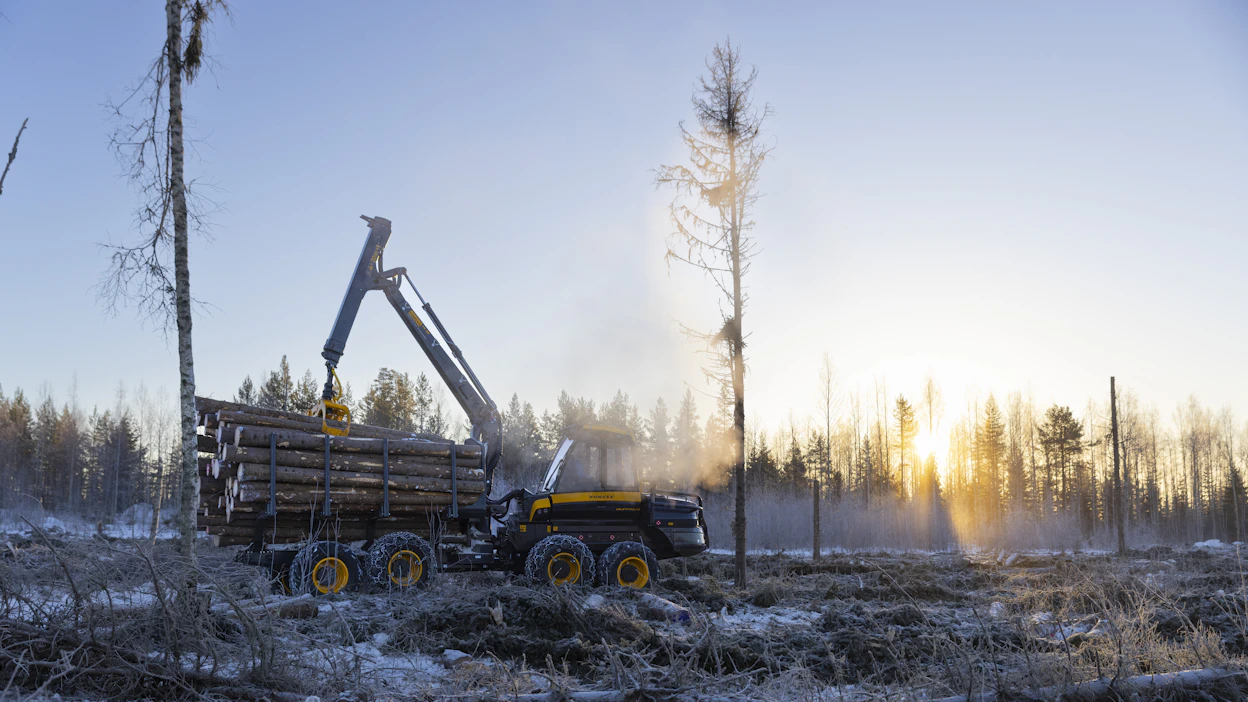 Pohjoisessa talvi on suosinut puunkorjuuta, tosin tällä viikolla pakkaset ovat monin paikoin vaihtuneet vesikeliksi.