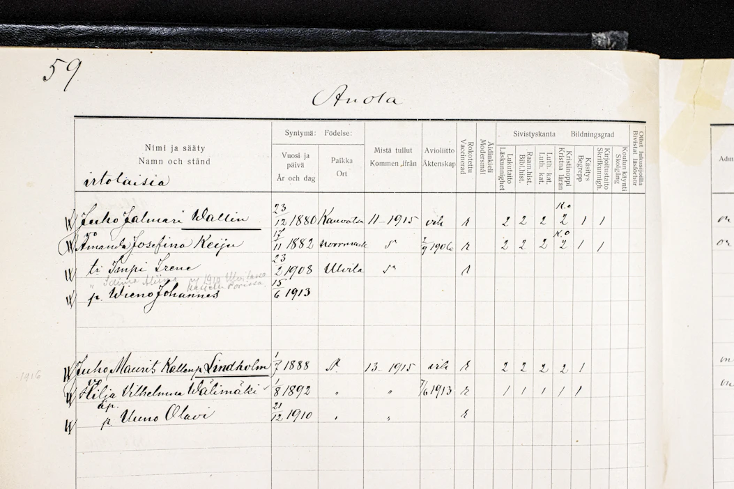 Seurakunnat ovat digikuvauttaneet kirkonkirjat 1860-luvulta lähtien. Nakkilan seurakunnan kirkonkirja 1909-1918.