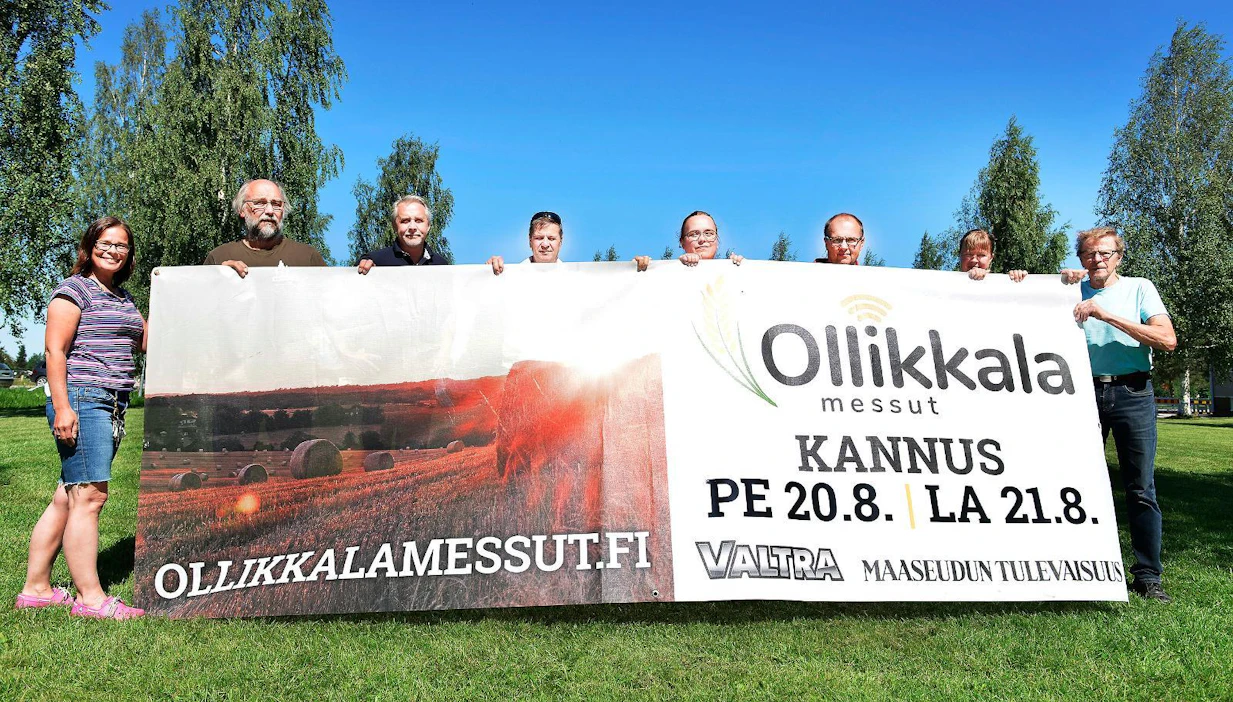 Ollikkala-messut on maa- ja metsätalousalan ensimmäinen iso tapahtuma puoleentoista vuoteen, messujärjestäjät kertovat. Hanna-Mari Laitala, Marko Kivelä, Rauno Somero, Jussi Korkia-aho, Susanna Varinen, Joni Häkkilä, Tanja Yli-Tokola ja Erkki Kuismin ovat messuja rakentamassa.