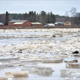 Pohjois-Pohjanmaalla talvitulvia ei ollut koettu yli puoleen vuosikymmeneen. Tulvamaisemaa Kalajoen Käännänkylältä viime lauantaina. Tomi Hirvinen