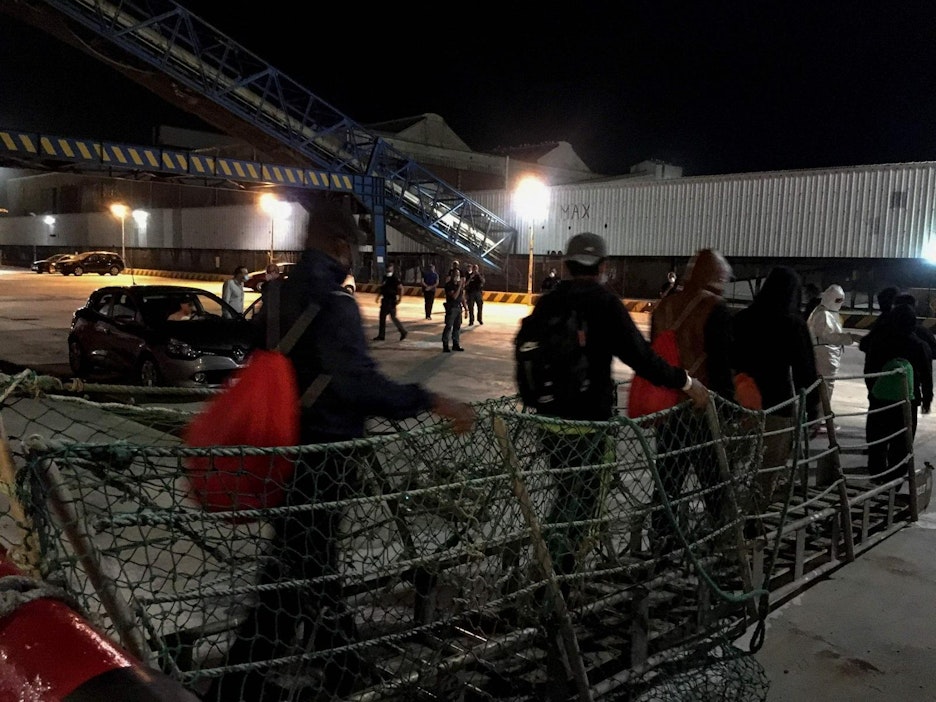 Ocean Viking -aluksella oli noin 180 ihmistä. LEHTIKUVA/AFP