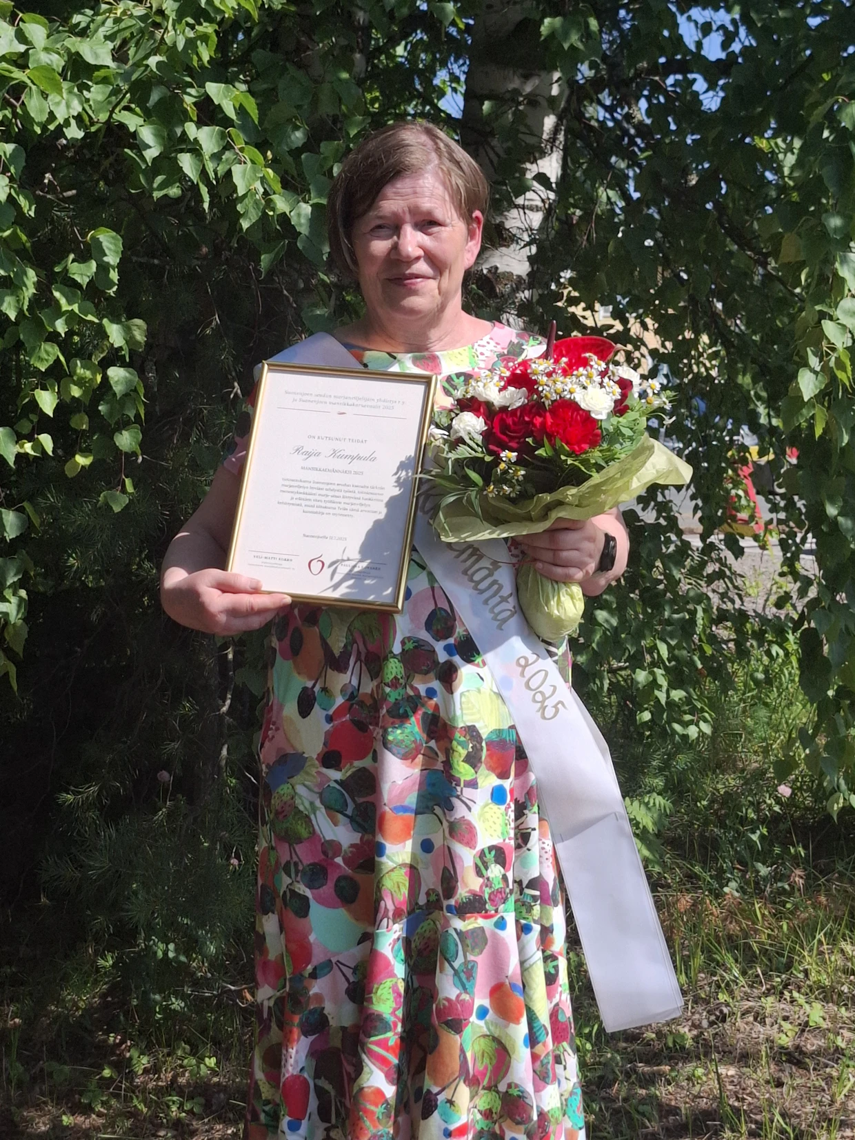 Raija Kumpula nimettiin vuoden mansikkaemännäksi 12. päivänä heinäkuuta.