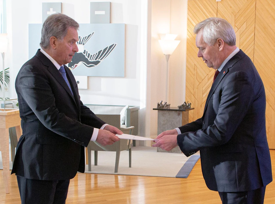 Presidentti Sauli Niinistö vastaanotti pääministeri Antti Rinteen eropyynnön presidentin virka-asunnossa Mäntyniemessä.,