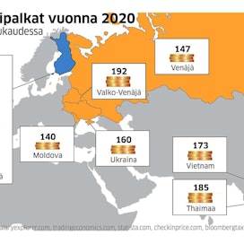 Suomessa kausityöntekijöiden kuukausittaiset keskiansiot ovat jopa kymmenkertaiset näiden kotimaihin verrattuna.