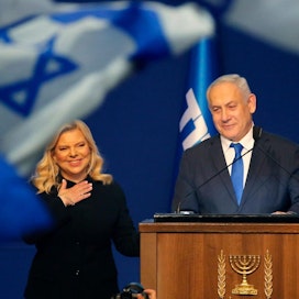 Israelissa Benjamin Netanjahu julistautui parlamenttivaalien voittajaksi. LEHTIKUVA / AFP