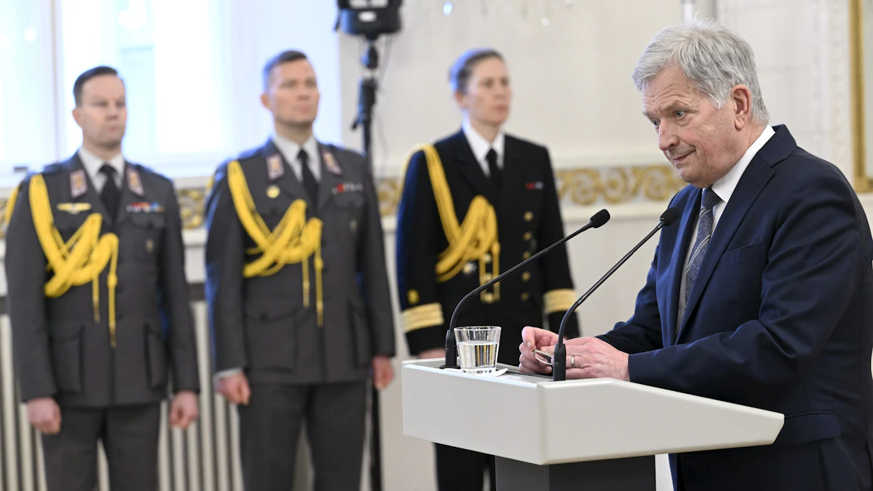 Presidentti Sauli Niinistö sanoi kautensa viimeisessä lehdistötilaisuudessa, että kaikki ovat vain ihmisiä, myös suuret päälliköt. LEHTIKUVA / Heikki Saukkomaa.
