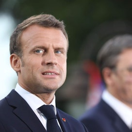 Ranskan presidentti Emmanuel Macron sanoi, että maanantaisessa kokouksessa 14 maata on hyväksynyt suunnitelman. LEHTIKUVA/AFP