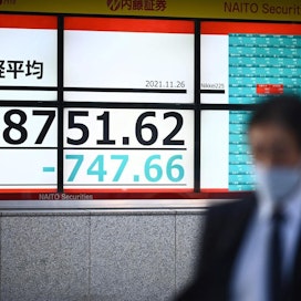 Aasian pörsseissä osakekurssit ovat laskussa. LEHTIKUVA/AFP