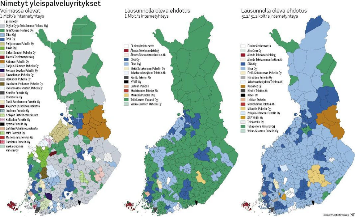 Yleispalvelulaajakaista keskittyy jatkossa yli puolta pienemmän operaattorijoukon hoidettavaksi. Osa nykyisistä yleispalveluun velvoitetuista yrityksistä saa hoitaakseen kuulo- ja puhevammaisten laajakaistapalvelun.