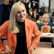 Vihreiden puheenjohtaja Maria Ohisalo puhui lauantaina vihreiden puoluevaltuuston kokouksessa Kouvolassa.
