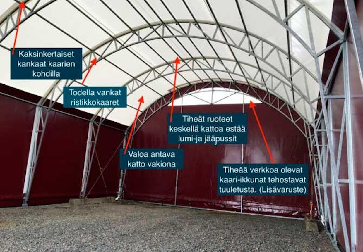 Pressuhalli sopii hyvin myös rehun, hiekan ja muun vastaavan materiaalin varastointiin.