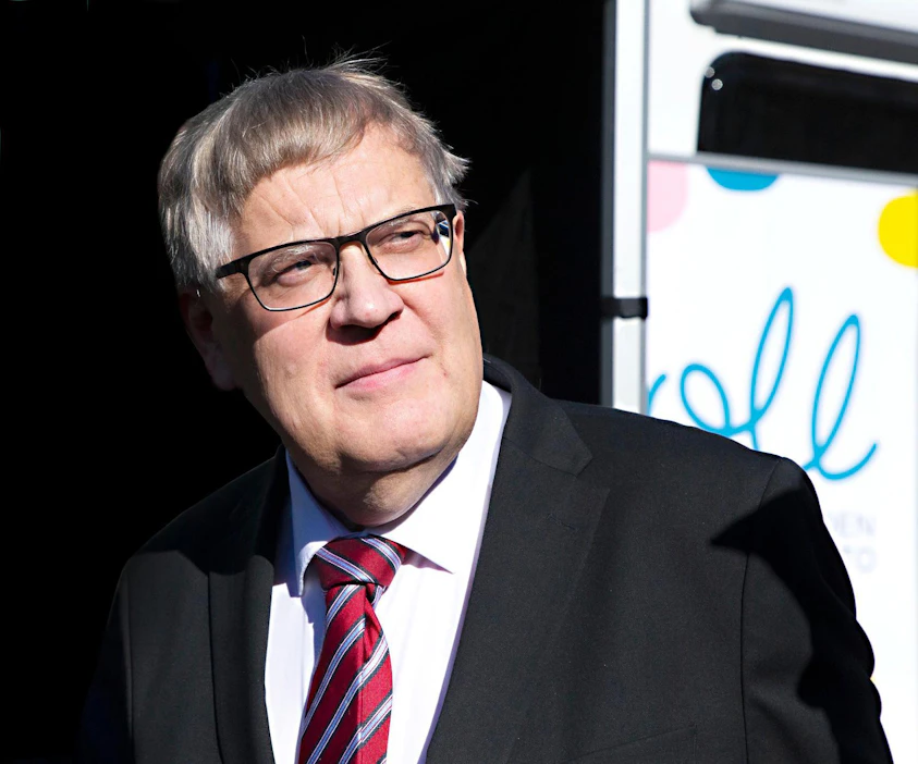 Kansanedustaja Esko Kiviranta (kesk.) osallistui MTK:n tilaisuuteen ennen hallitusneuvotteluja toukokuun puolivälissä.