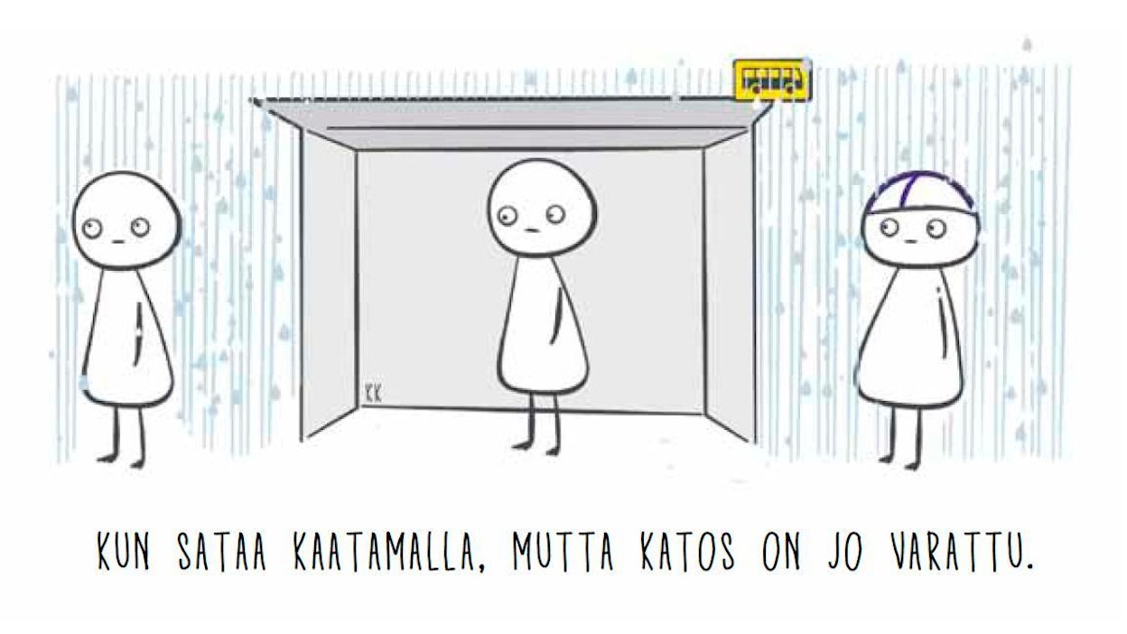 Sarjakuvahahmo Matti arvostaa omaa tilaa.