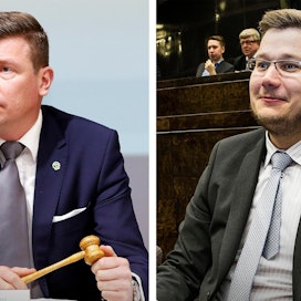 MTK:n valtuuskunnan puheenjohtajaksi ovat ehdolla ainakin nykyinen puheenjohtaja Tommi Lunttila ja hänet haastava Eerikki Viljanen. Kuvassa Lunttila vasemmalla, Viljanen oikealla.