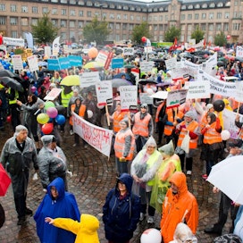 Palkansaajat osoittivat syyskuussa mieltään hallituksen kaavailemia pakkolakeja vastaan muun muassa Helsingissä.