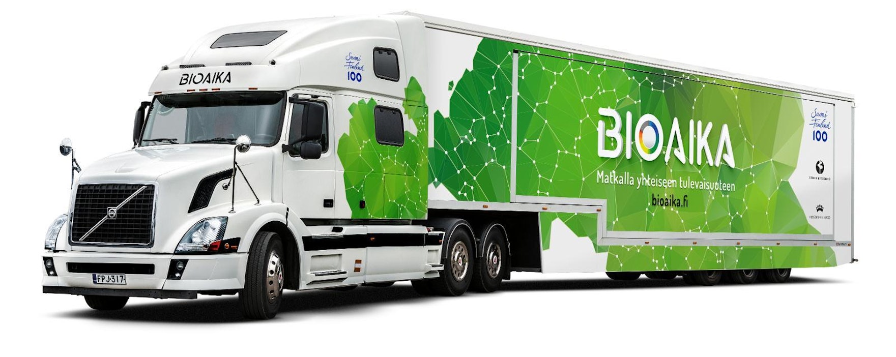 Bioaika-rekka pysähtyy sadalla paikkakunnalla.