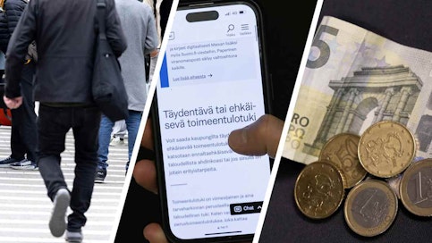 Toimeentulotukea esittävä kuvakollaasi. 