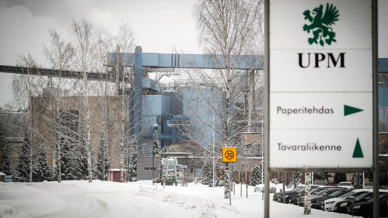 Paperiliiton lakko UPM:n tehtailla alkoi vuoden alussa. Tehtaiden toimintaa ryhdyttiin ajamaan alas jo viime vuoden puolella. Kuva on Jämsänkosken paperitehtaalta Jämsästä