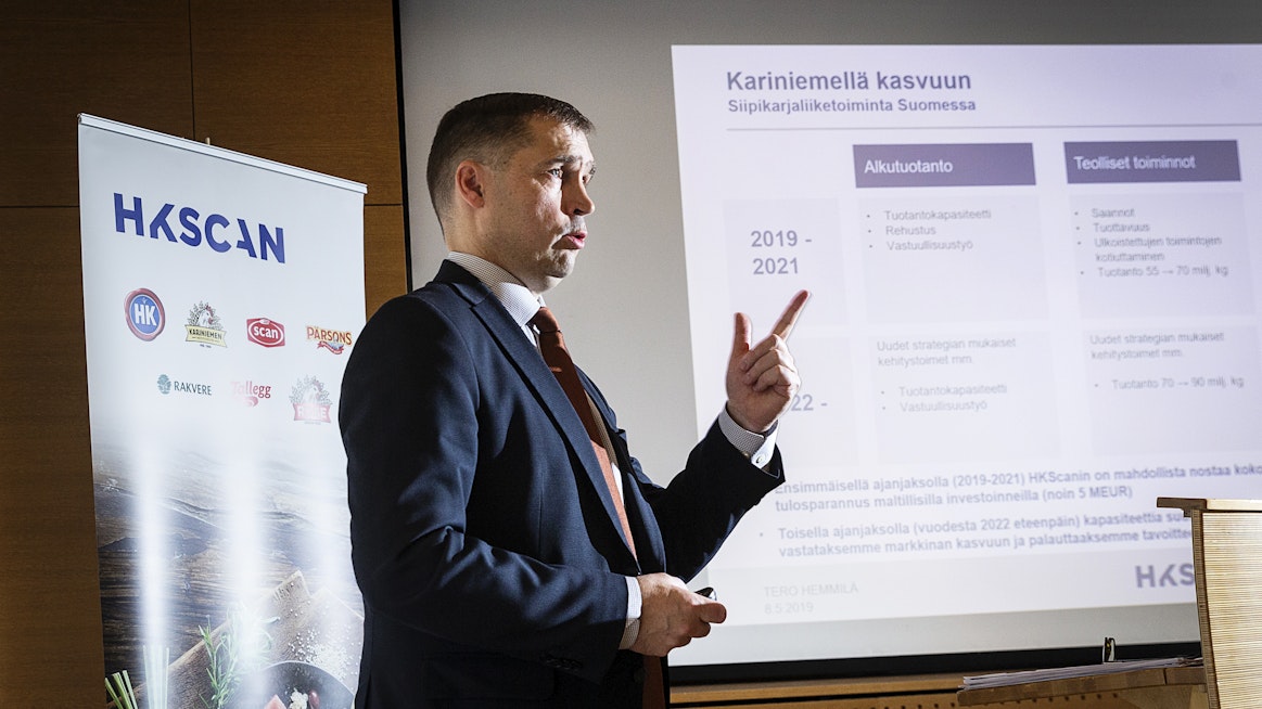 ”Merkittävin lähiajan riski kotimarkkinoillamme liittyy liharaaka-aineen saatavuuteen erityisesti kuluvan vuoden lopulla ja ensi vuonna”, sanoo HKScanin Tero Hemmilä.