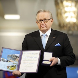 Ahtisaari sai Nobelin rauhanpalkinnon vuonna 2008. LEHTIKUVA / Martti Kainulainen