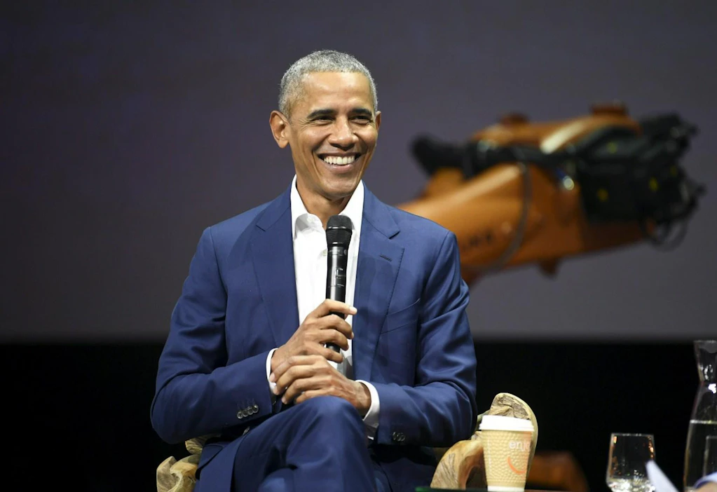 Yhdysvaltain entinen presidentti Barack Obama tänään Helsingissä Nordic Business Forum -tapahtumassa. LEHTIKUVA / JUSSI NUKARI