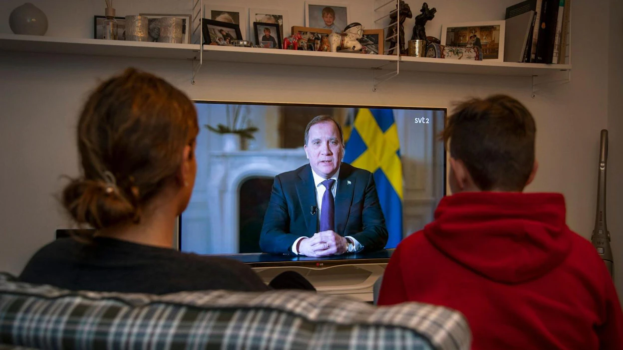 Ruotsin pääministerin Stefan Löfvenin mukaan Suomen mallin seuraaminen ja pääkaupunki Tukholman eristäminen ei ole nyt ajankohtaista. LEHTIKUVA/AFP