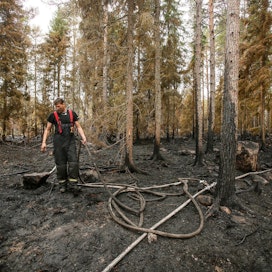 Palomies Jari Metsä-Tokila Kalannista oli mukana sammuttamassa Pyhärannan tuhoisaa maastopaloa.