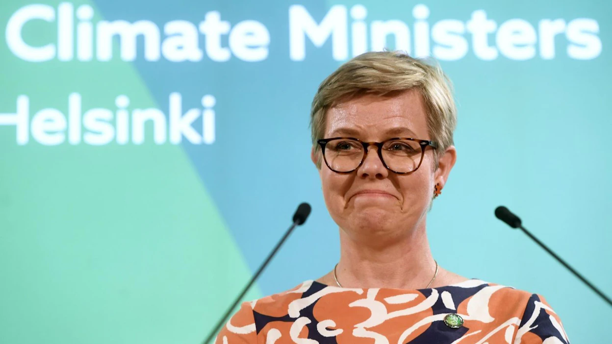 Ympäristö- ja ilmastoministeri Krista Mikkonen EU:n epävirallisen ympäristöneuvoston tiedotustilaisuudessa Helsingissä 11. heinäkuuta 2019.