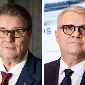 Metsä Groupin Ilkka Hämälä ja UPM:n Jussi Pesonen joutuivat viime vuonna tyytymään edellisvuotta pienempiin palkkoihin.