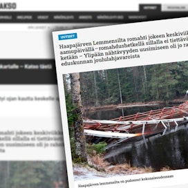 Haapajärven Lemmensilta on romahtanut kokonaisuudessaan veden varaan.