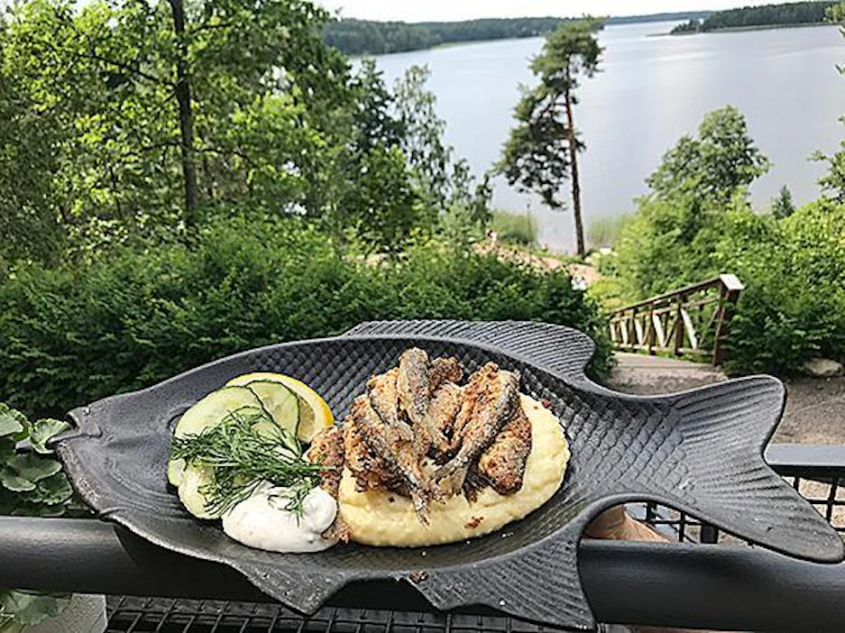 Terassilla nautittu muikkuannos tarjosi sekä silmänruokaa että mojovaa vatsantäytettä.